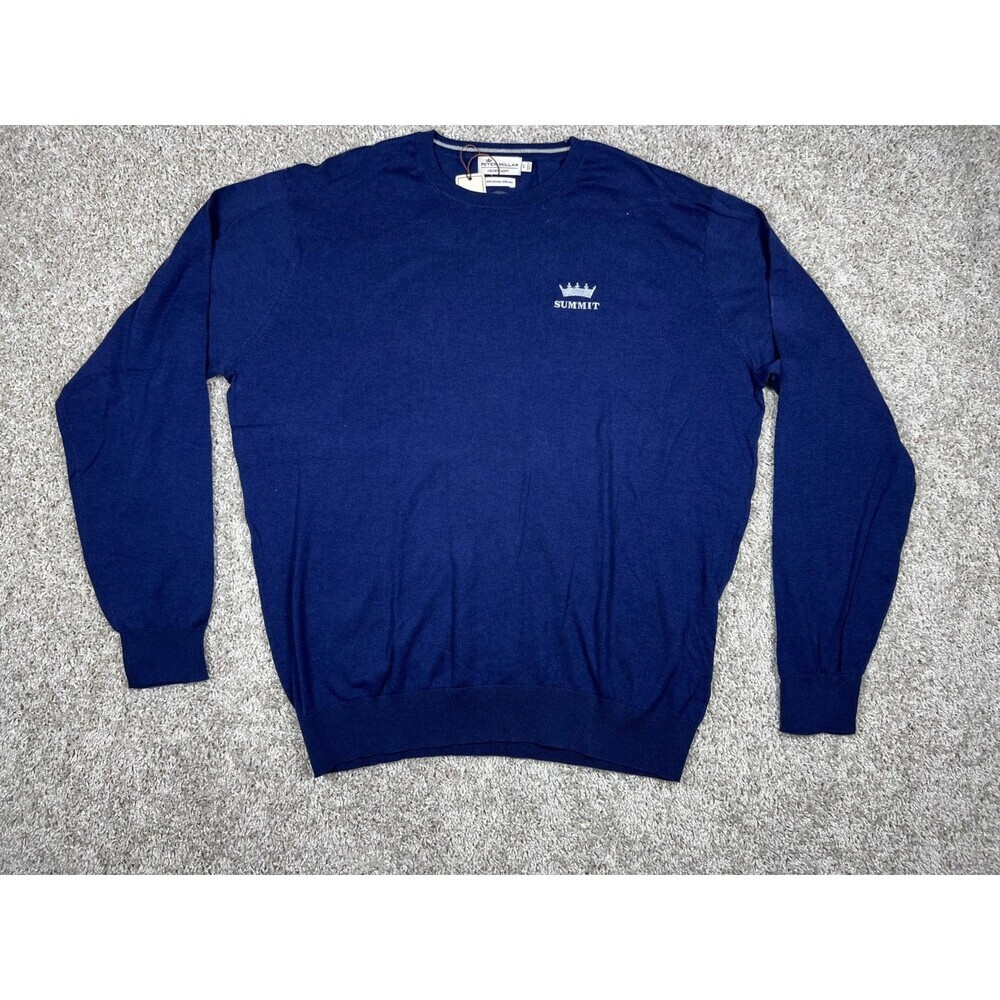 Peter Millar Crown Soft Sweater Mens L Cotton Silk Navy Crewneck Luxury